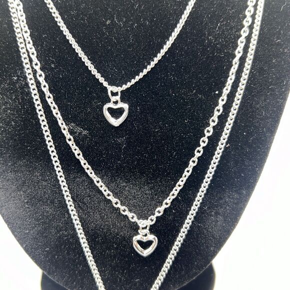 Paparazzi Jewelry Set Layered Necklace Heart Earings Silver Globe Oval Belcher - Picture 2 of 6